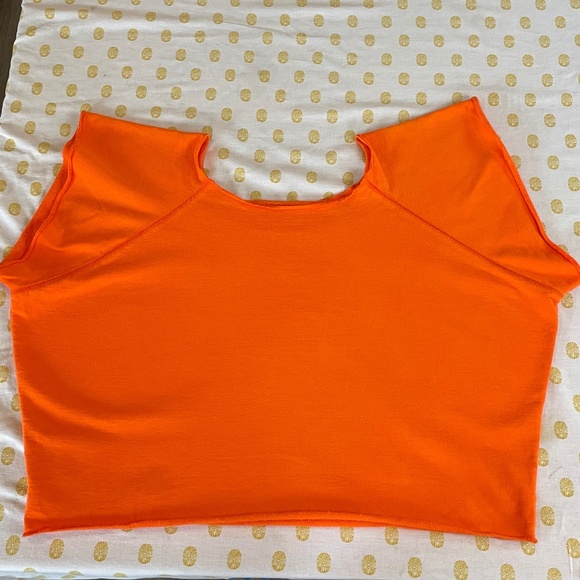 Vintage Orange 90's Cut Off Sweatshirt - Picture 1 of 7